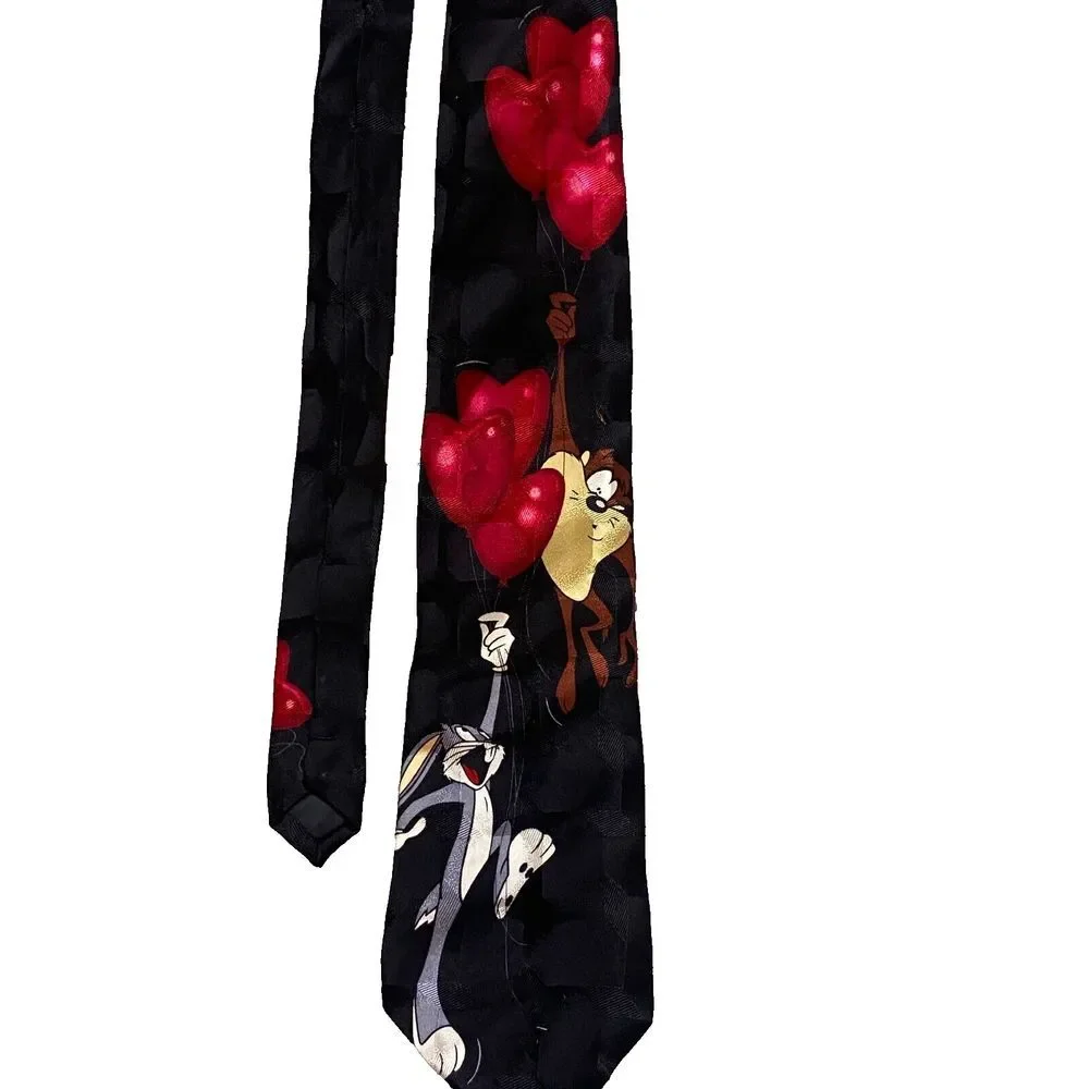 Vintage Looney Tunes Mania Tie Adult Bugs Bunny‎ Taz Valentine NWT NOS